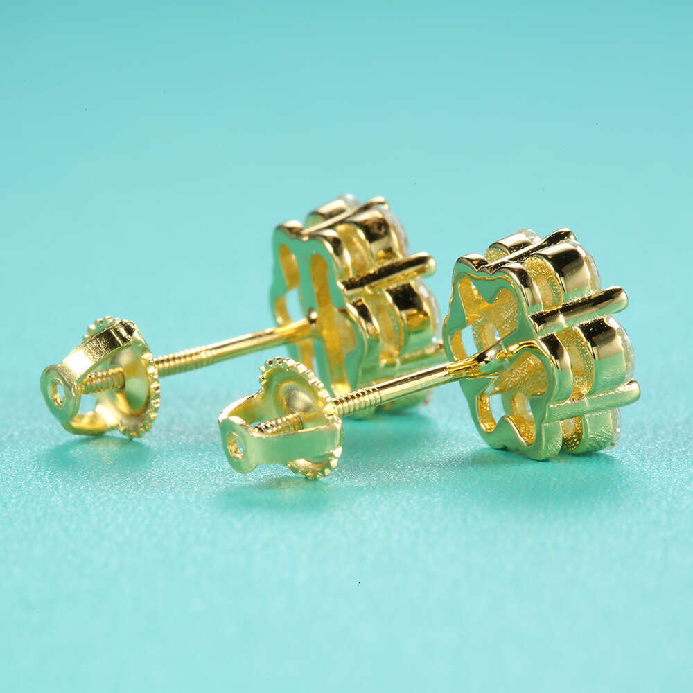 Wholesale Lab Dia Screw Back Sterg Sier wer D vvs Moissanite Iced Out Cluster Stud Earrings For Women