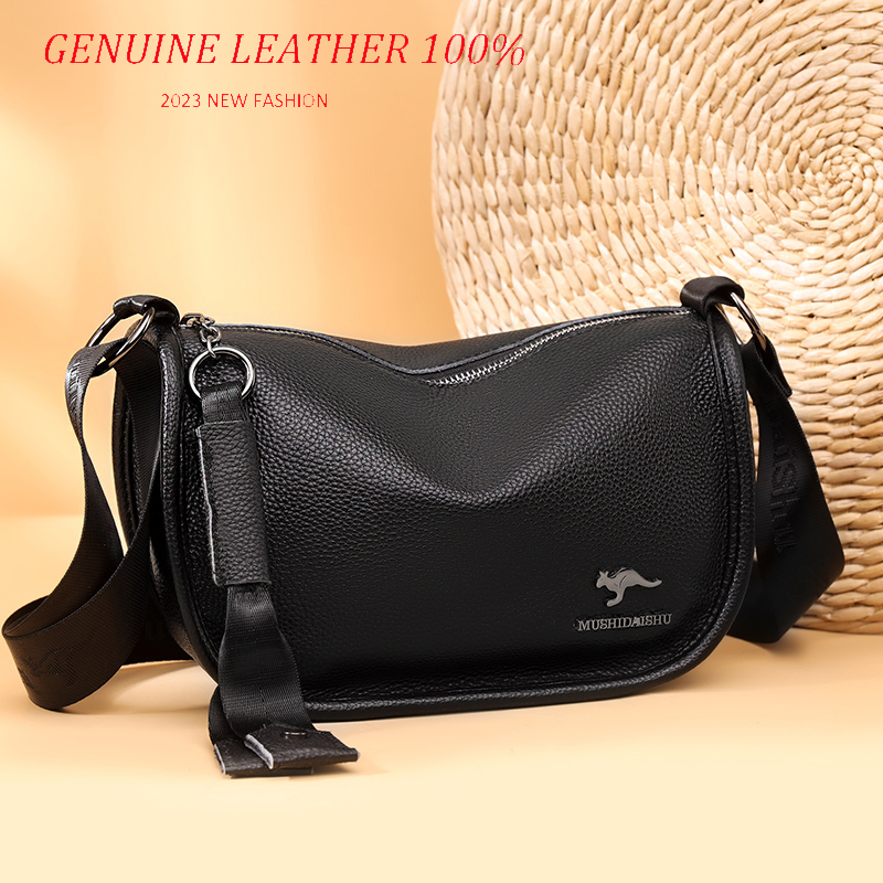 Fashion Solid Color Cowhide Women Shoulder Crossbody Bag Luxury Ladies Phone Bag And Purses Genuine Leather Handbag Women's Bags
