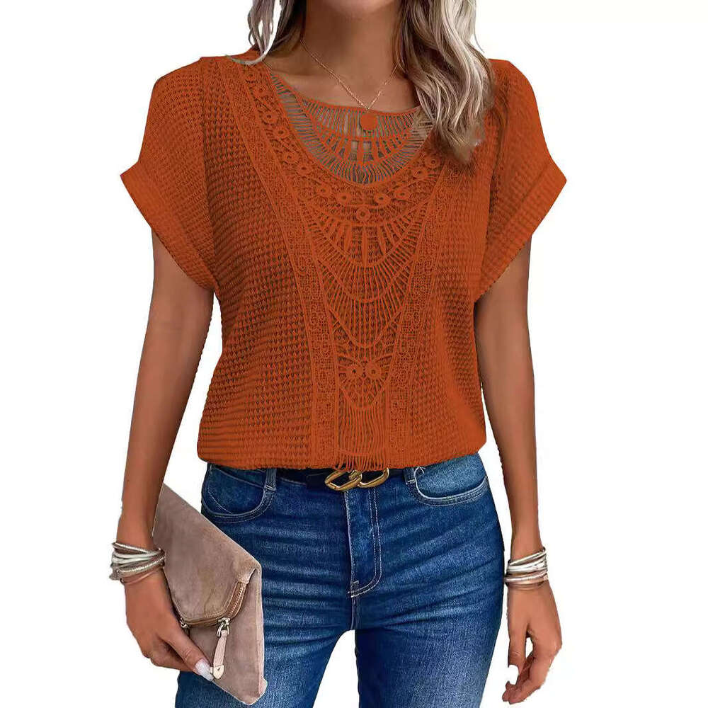 Green Best Saller New Merchandise Retro Half Sleeve Slim Crop Top Casual Long Sleeve Tee Shirts O Neck Quick Drying Plaid Chiffon Graphic T Shirts