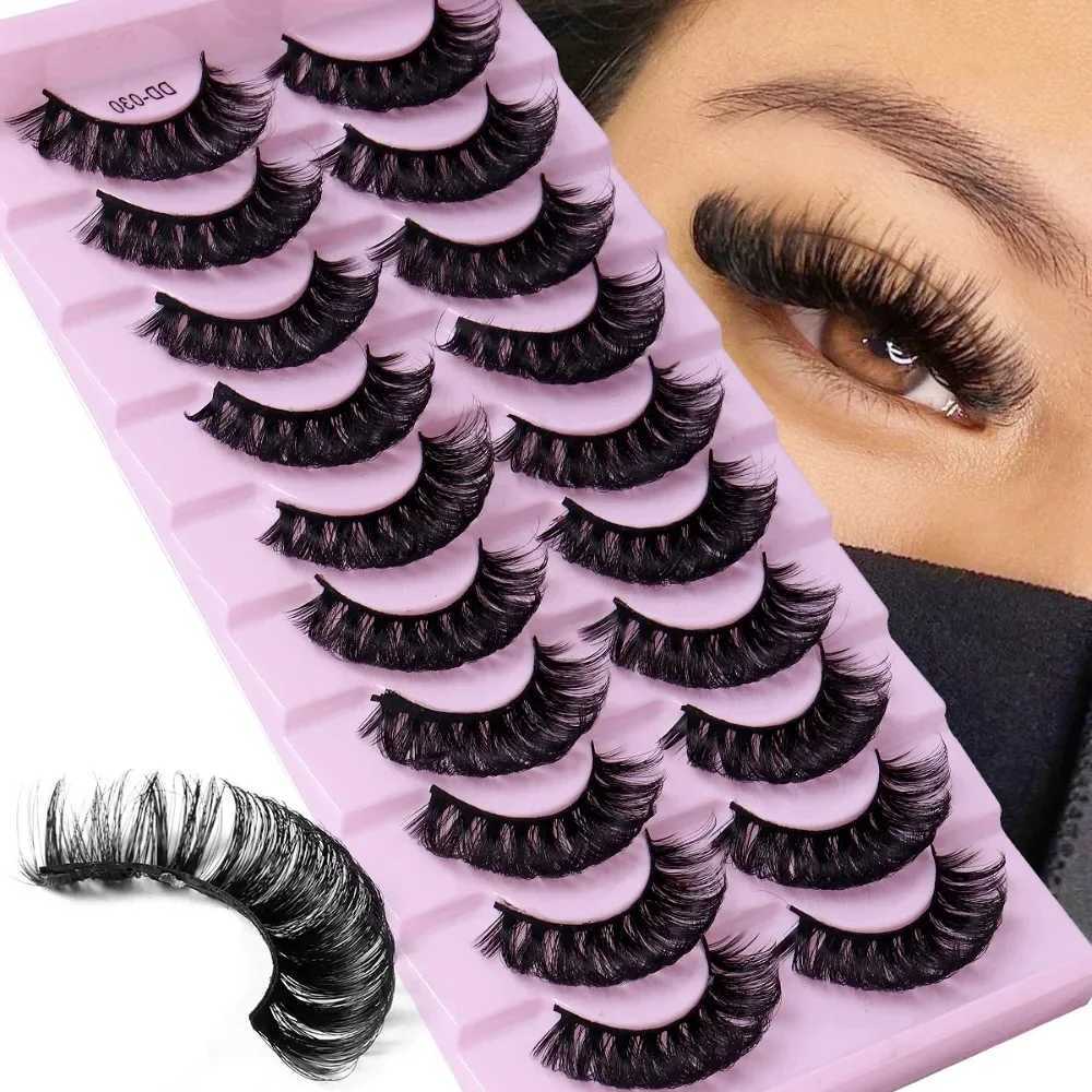 Lashes 10 Pairs Russian Strip DD Curl Lashes 3D Eyelashes Reusable Fluffy False Lashes Russian ExtensionsXJ2410