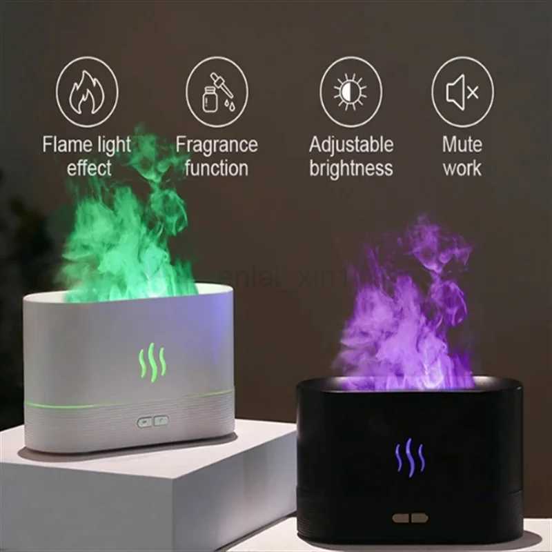 Kinscoter Aroma Diffuser Air Humidifier Ultrasonic Cool Mist Maker Fogger Led Essential Oil Flame Lamp Difusor Y240806