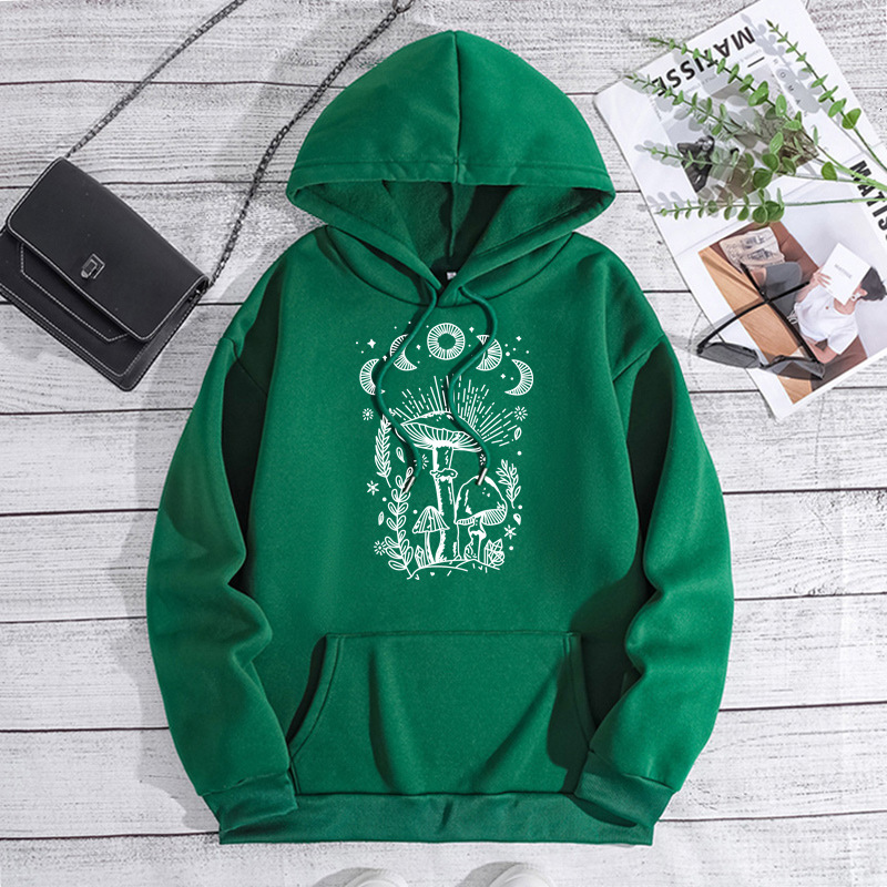 Autumn and winter new letter fashion printed back collar with fleece hooded sweatshirt for women
