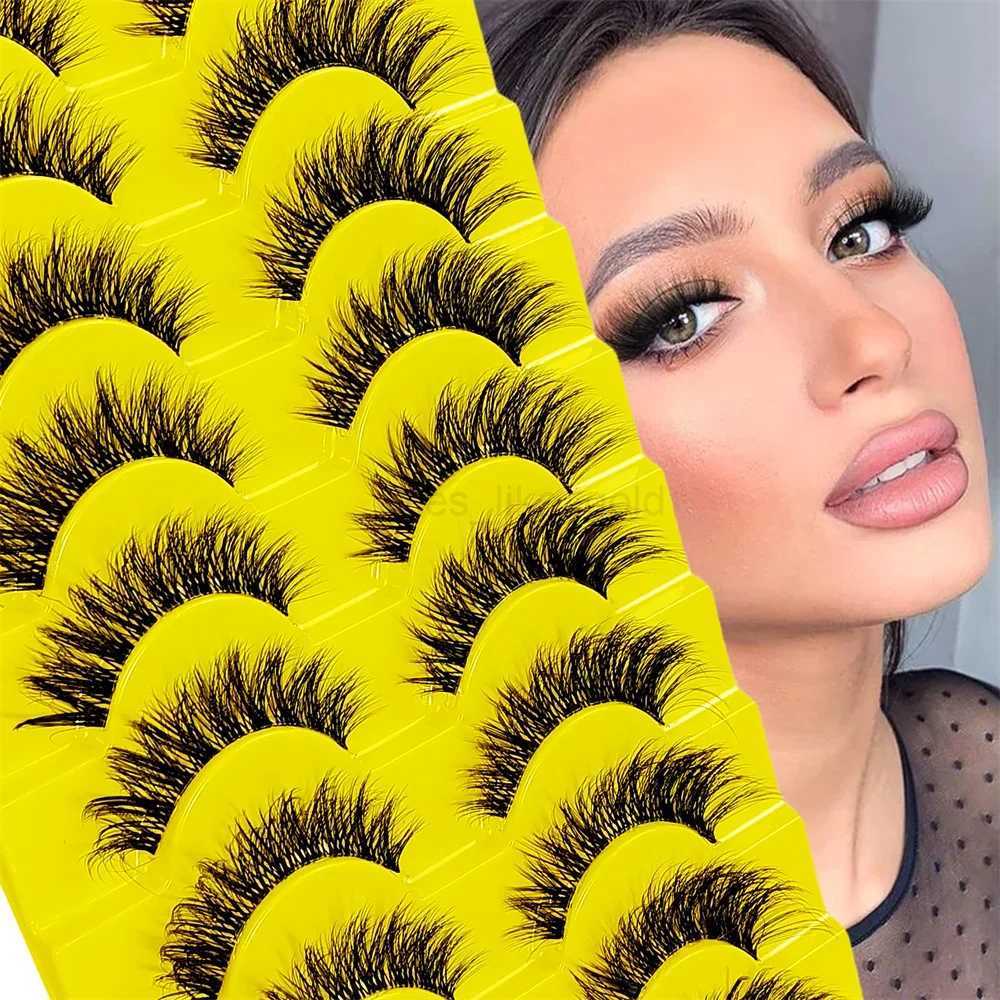 10 pairs of transparent eyelashes with natural Wispy fluffy appearance Russian striped eyelashes 3D effect cat extended false eyelashes W240803