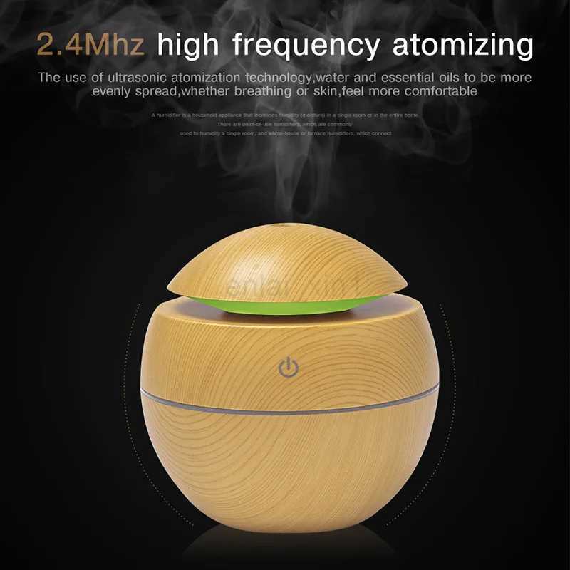 Humidifier Electric Air Aroma Diffuser Wood Ultrasonic Air Humidifier Essential Oil Aromatherapy Cool Mist Maker for Bedroom Y240806