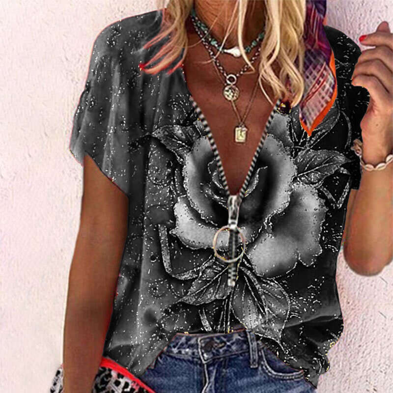 Hollow Out Slim Top Female Harajuku Print Vintage Turtleneck Streetwear Clothes Couples Slim-fit Skinny Base Womens T Shirt Clothes Street Activity Cr