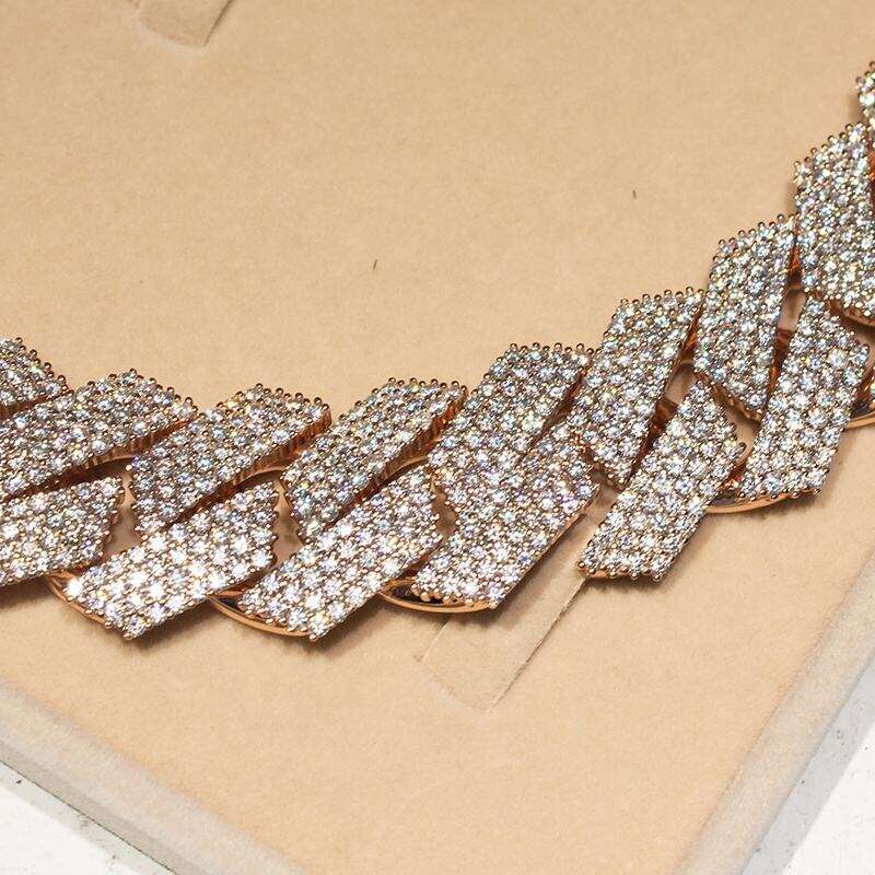 Sterling Sier Custom Moissanite Necklace 19mm Iced Cuban Link Chain