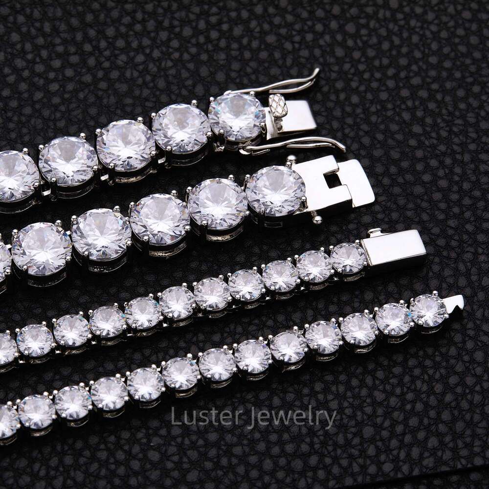 Luster Superb Fine Jewelry Sterling Sier D White Round 6/8/12mm Moissanite Tennis Chain Necklace with GRA Certificate