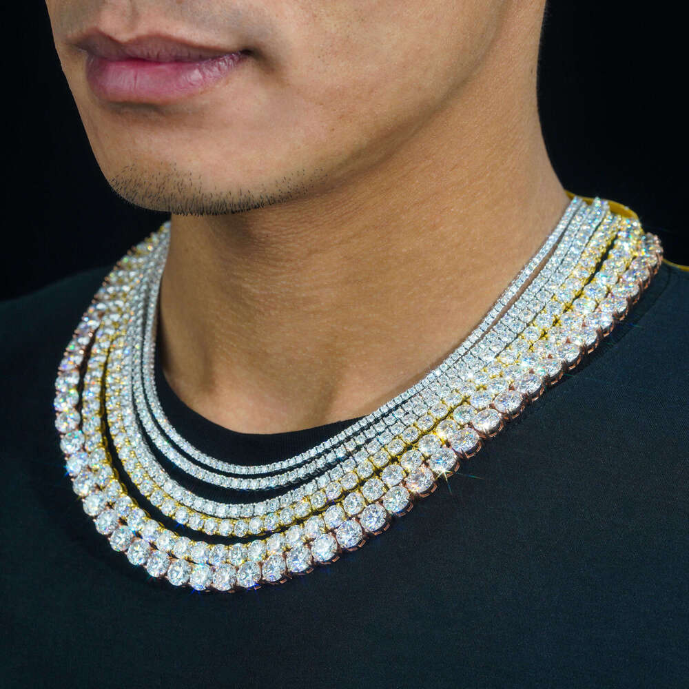 Men Women Hip Hop Iced Out Fine Jewelry 2MM 3MM 4MM 5MM Lab Dia S Sier Vvs Moissanite Tennis Chain Necklace
