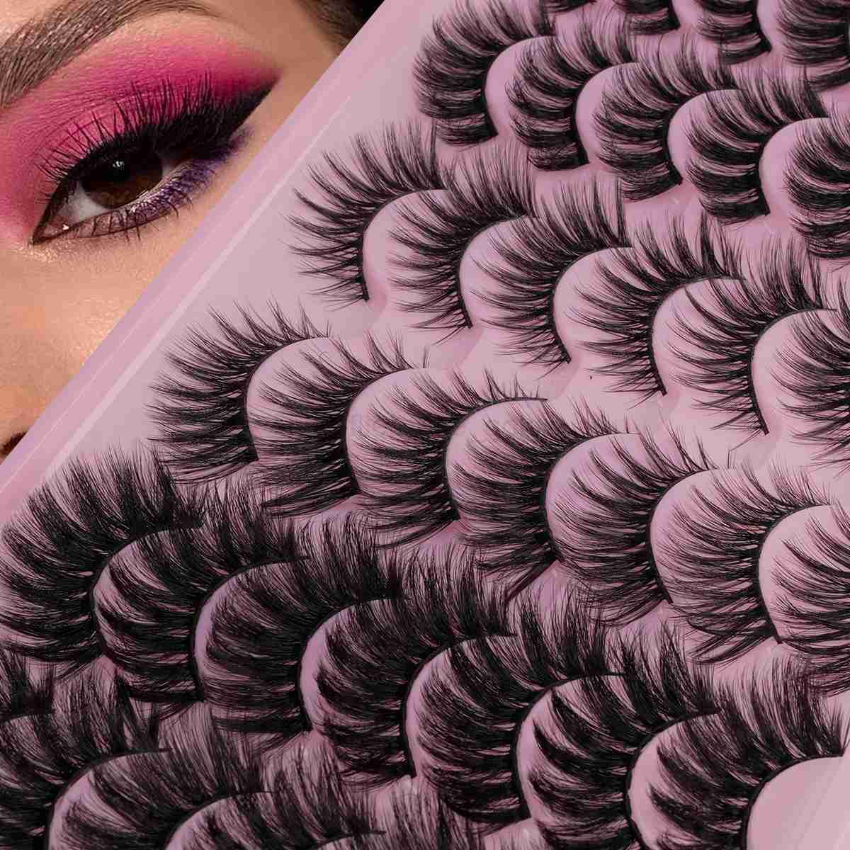 3/10/21 Double Wispy False Eyelash Thick False Eyelash Strips Fluffy Mink Eyelash Natural Curling Eyelash Extension Makeup Maquillaje W240803