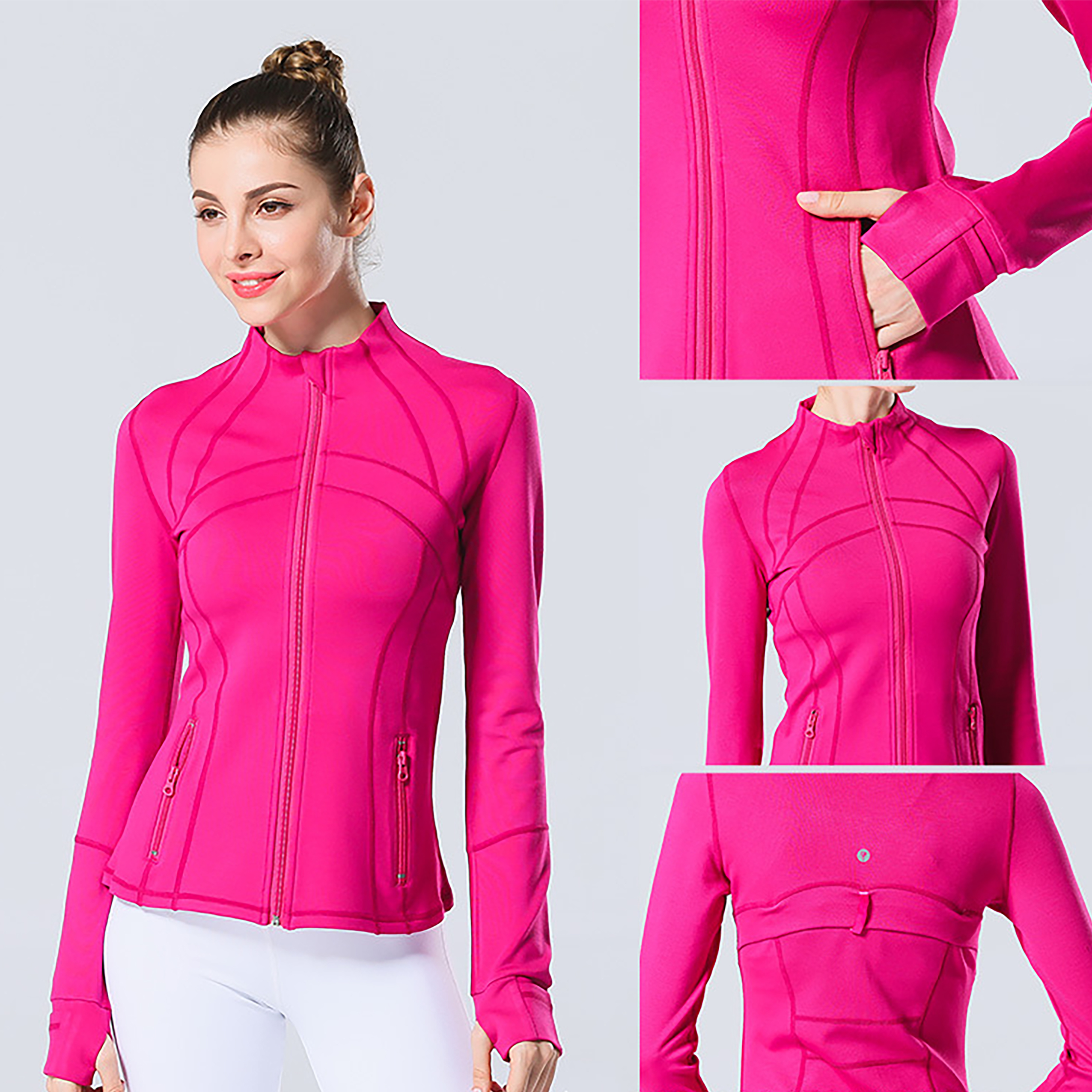 2024 Yoga Women's Defined Workout Sports Jacket Quick Dry Top Solid Color Zipper Sweatshirt Sportswear Hot Sale