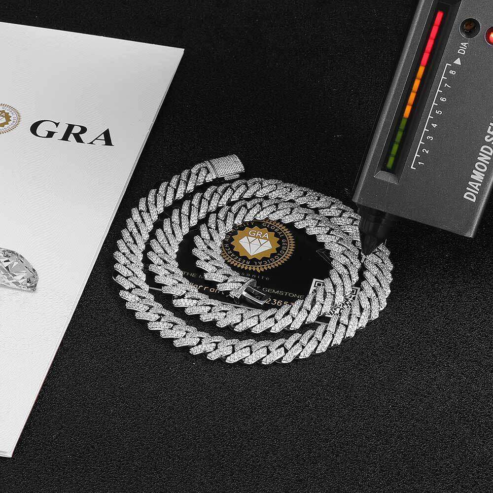 High Quality Mens Hip Hop Jewelry Sterling Sier VVS Moissanite Cuban Link Chain Pass Diamond Tester Iced Out Necklace