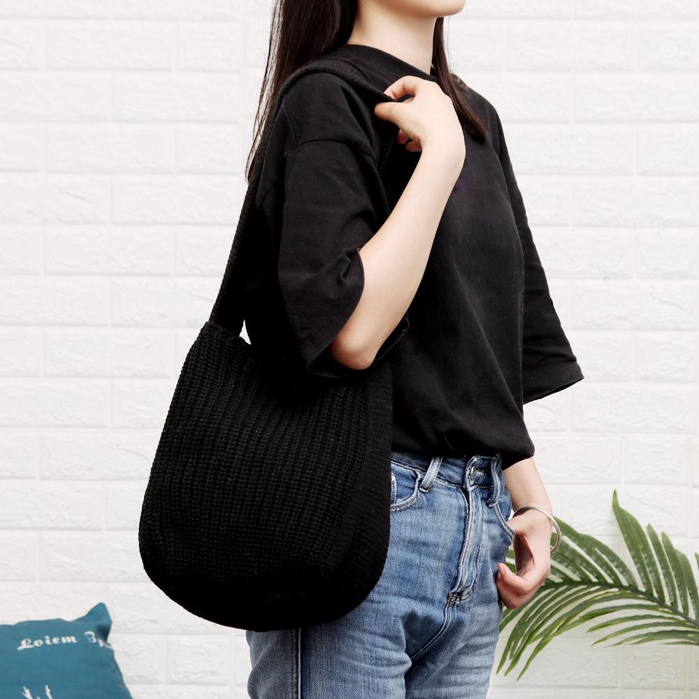 Fashion Women Hollow Woven Shoulder Bags Large Capacity Crochet Hobo Bag Knitting Handbags Female Tote Bag Shopping Bag