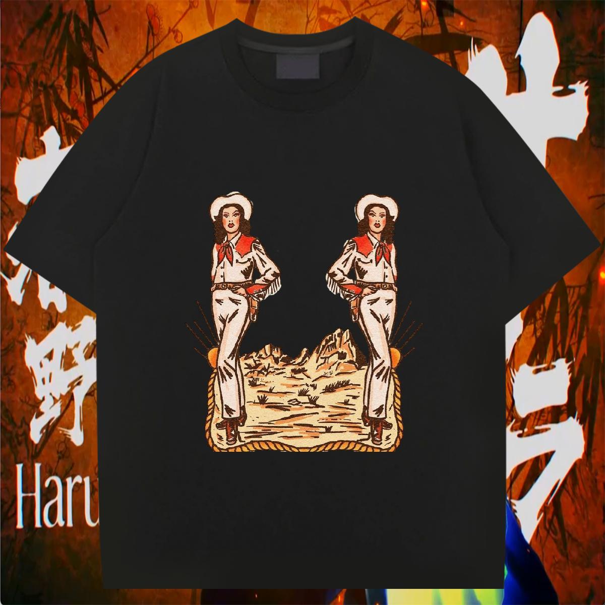 2024 T shirt Street Casual Tshirts handpainted Cool Design Round Neck Short Sleeve 230g Pure Cotton DIY Polos