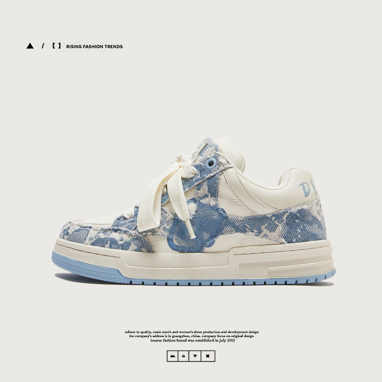 Ddmysports China Chic Street Fashion Water Wash Pink Denim Cloth Plate Men And Women S Couples Bread Shoes Outdoor
