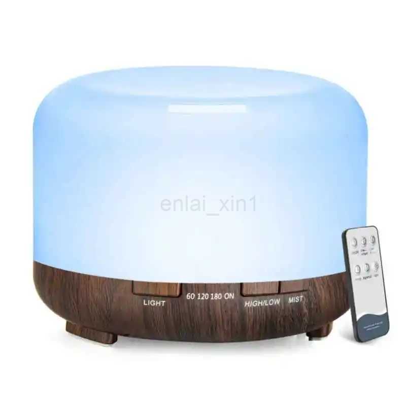 500ML Aroma Diffuser Wood Grain Color 5V 2A Essential Oil Aromatherapy Humidifier with Remote Control for Home Office Y240806