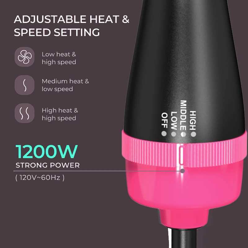 Lisa Pro 2-in-1 hair dryer and volume straightener hot air brush curling iron for beauty and healthy styling W241214