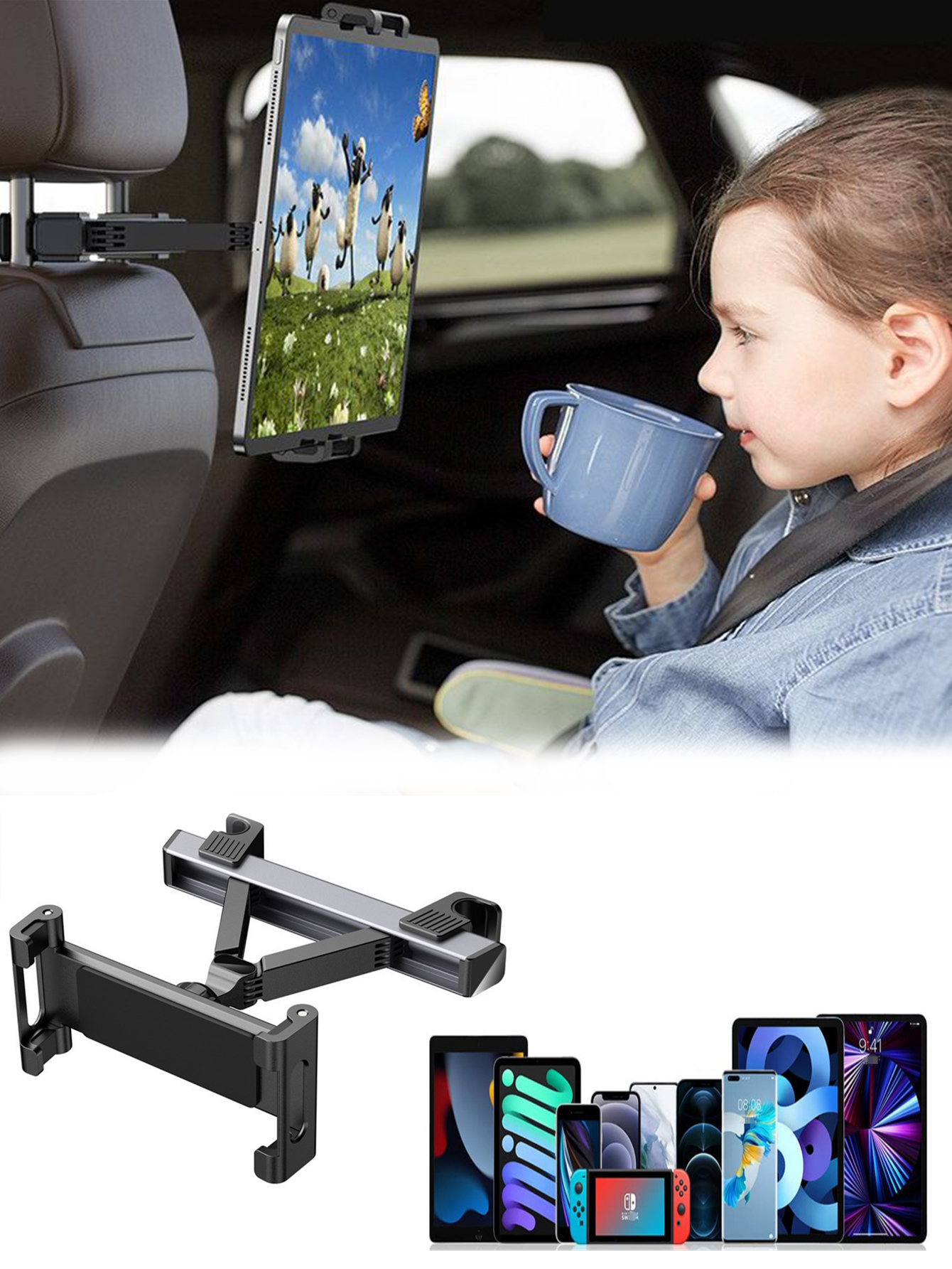 Car tablet stand Retractable phone stand in the rear of the car