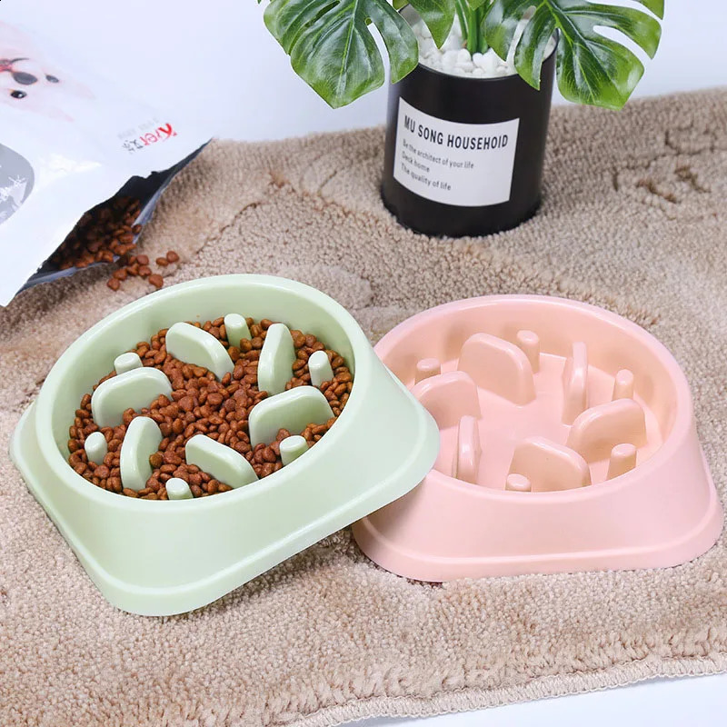 Pet Dog Slow Feeder Plastic Anti Choking Puppy Cat Eating Dish Bowl Anti-Gulping Food Plate 240802 26W0330