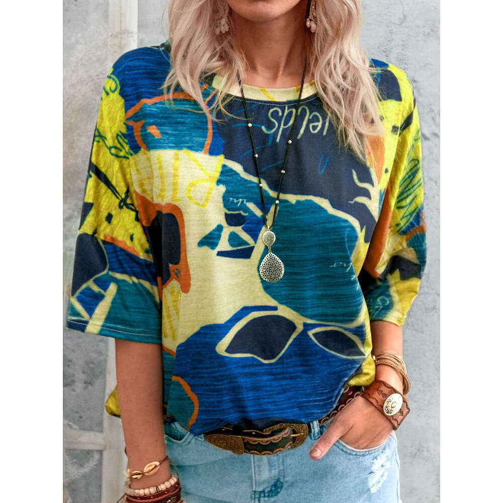 T Shirt Women Women Clothes Best Saller New Merchandise Short-sleeved Fashion Retro Harajuku Print Vintage Bottoming Womens Stripe Skinny Base Solid T