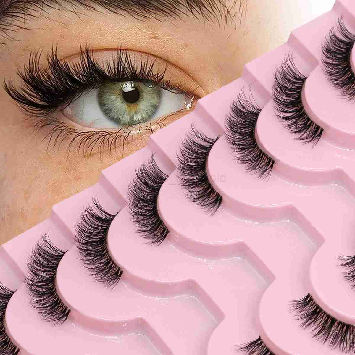 Groinneya semi false eyelashes semi soft natural cat eye eyelashes natural appearance unviable with fluffy eyelashes W240803