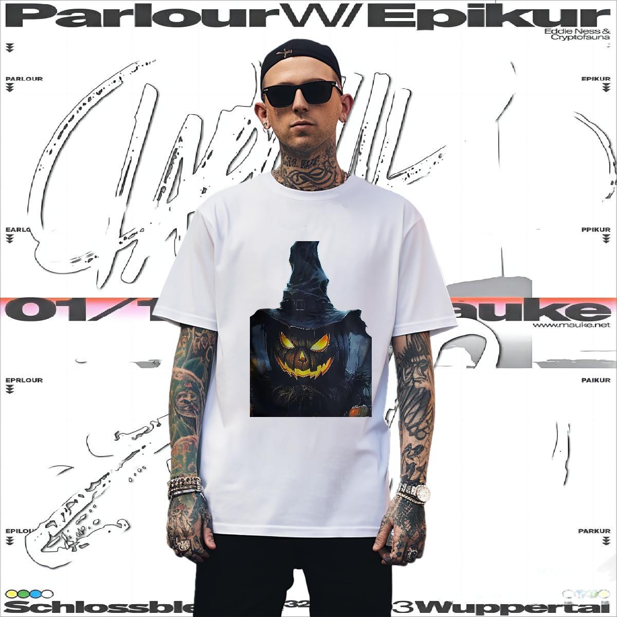 T Shirts Men 230g Cotton evil Sport Round Neck Short Sleeve Anime Print Men Tops Tees Casual New Unisex Clothings