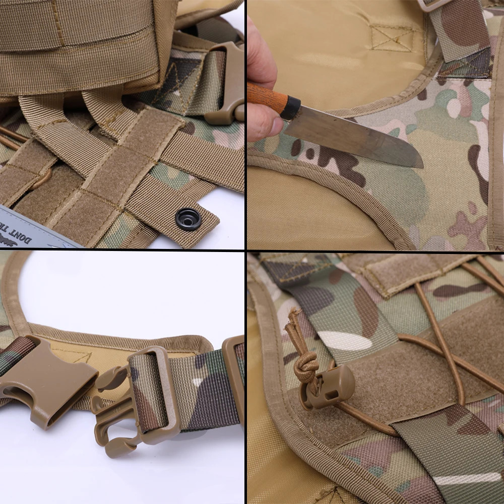Tactical Dog Harness Leash Collar for Medium Large Dogs Military Pet Vest Adjustable Service Dog Harnesses For Training Walking 250206