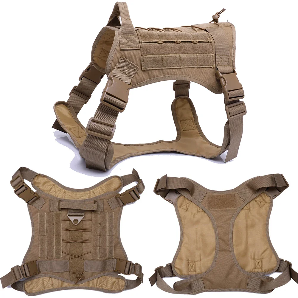 Tactical Dog Harness Collar Leash set No Pull Adjustable Pet Harness Job Training Easy Control Pet Vest Military Service Dog Harness Four Colors Three