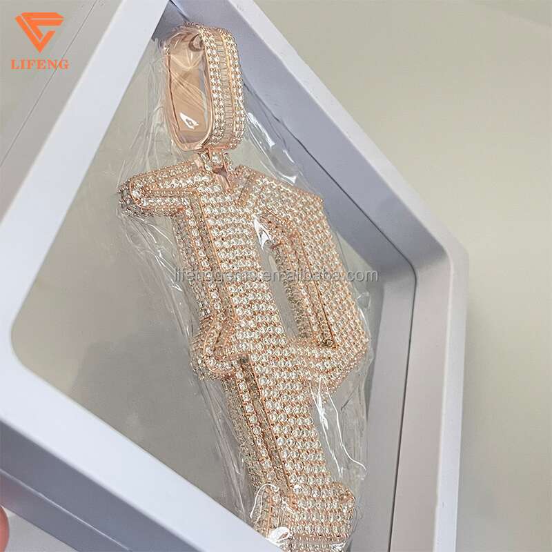 Customized Sliver Hip Hop VVS Moissanite Diamond Charm Necklace P Letter Pendant