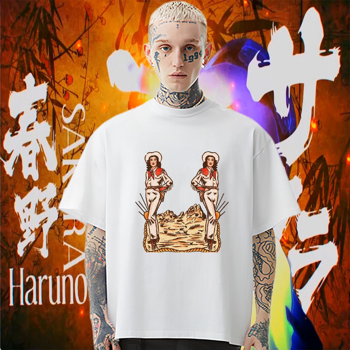 2024 T shirt Street Casual Tshirts handpainted Cool Design Round Neck Short Sleeve 230g Pure Cotton DIY Polos