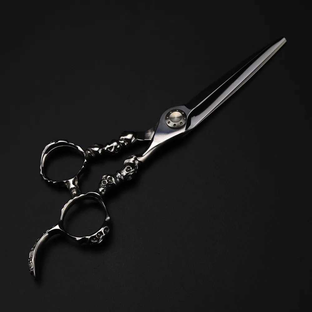 Professional Japan 440c 6 inch Skull scissor Upscale hair scissors haircut thinning barber cutting shears hairdressing scissorsM240801
