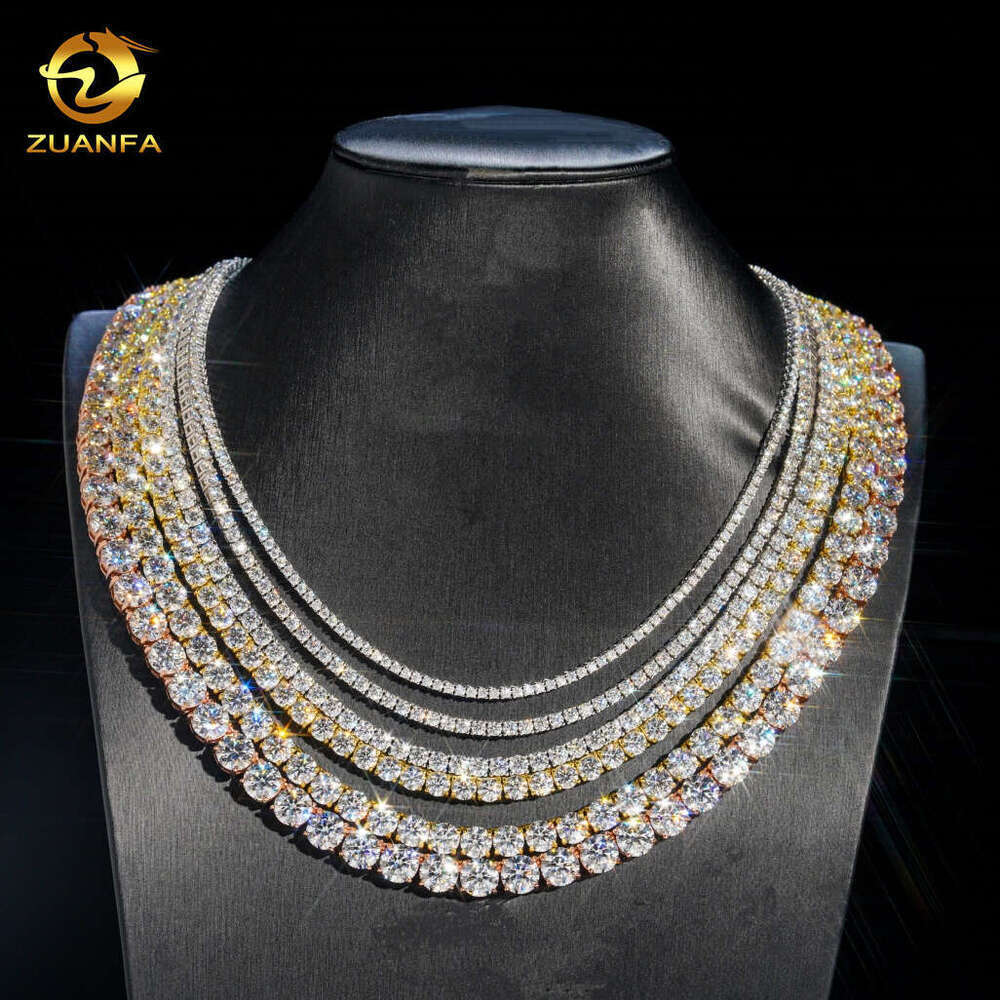 Men Women Hip Hop Iced Out Fine Jewelry 2MM 3MM 4MM 5MM Lab Dia S Sier Vvs Moissanite Tennis Chain Necklace