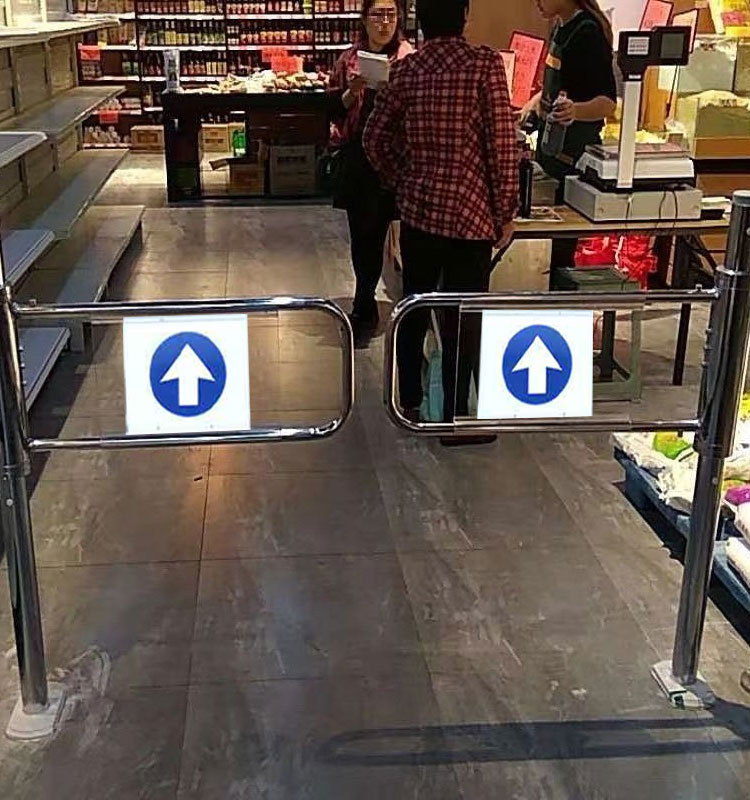 Luxury supermarket entrance one-way stainless steel door entrance and exit allow entry only swing door