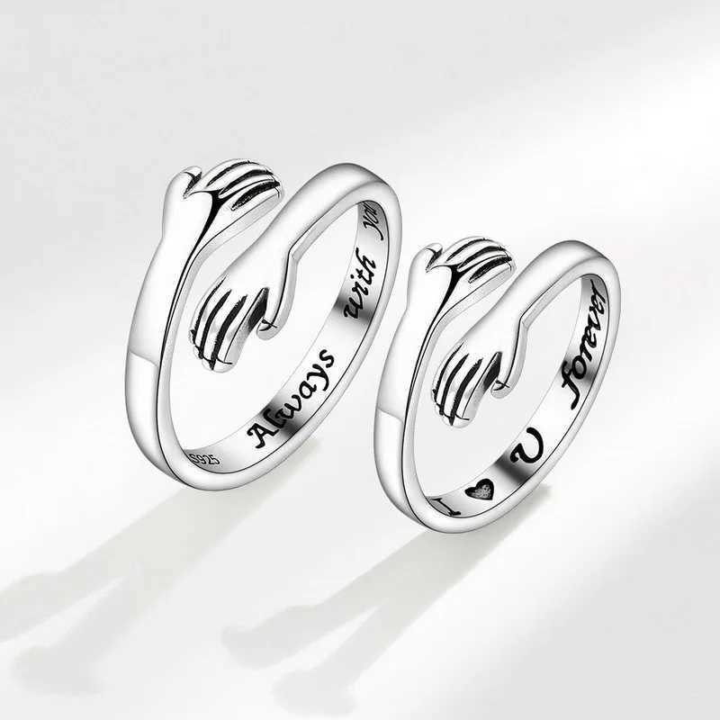 Promise Two Hands Love Couple Ring Romantic Woman I Love You Forever EngraveRing Unique Friendship Jewelry W240802