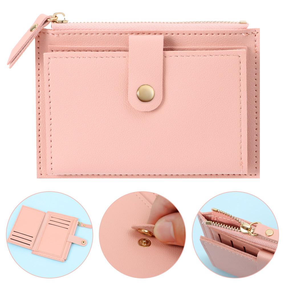 Women Fashion Small Wallet Purse Solid Color PU Leather Mini Coin Purse Wallet Credit Card Holder Bags