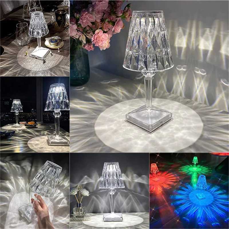 Diamond Table Lamp Touch Sensor Remote Acrylic Desk Lamps LED Crystal Decoration Night Light For Bedroom Bedside Decor LightingKL240731