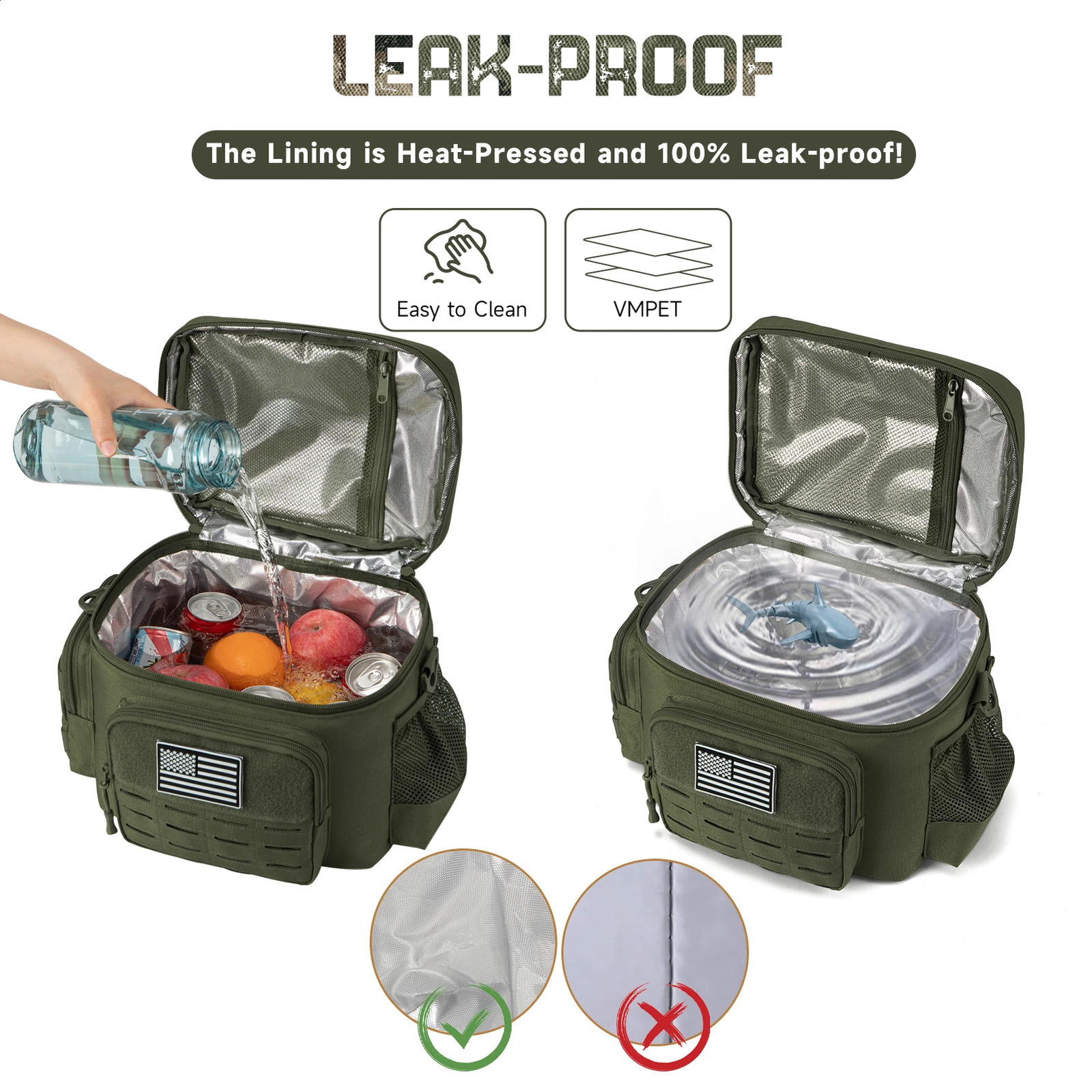 Mens outdoor heavy-duty lunch bag leak proof work bag leak proof durable heat cooler bag camping picnic bag 240812