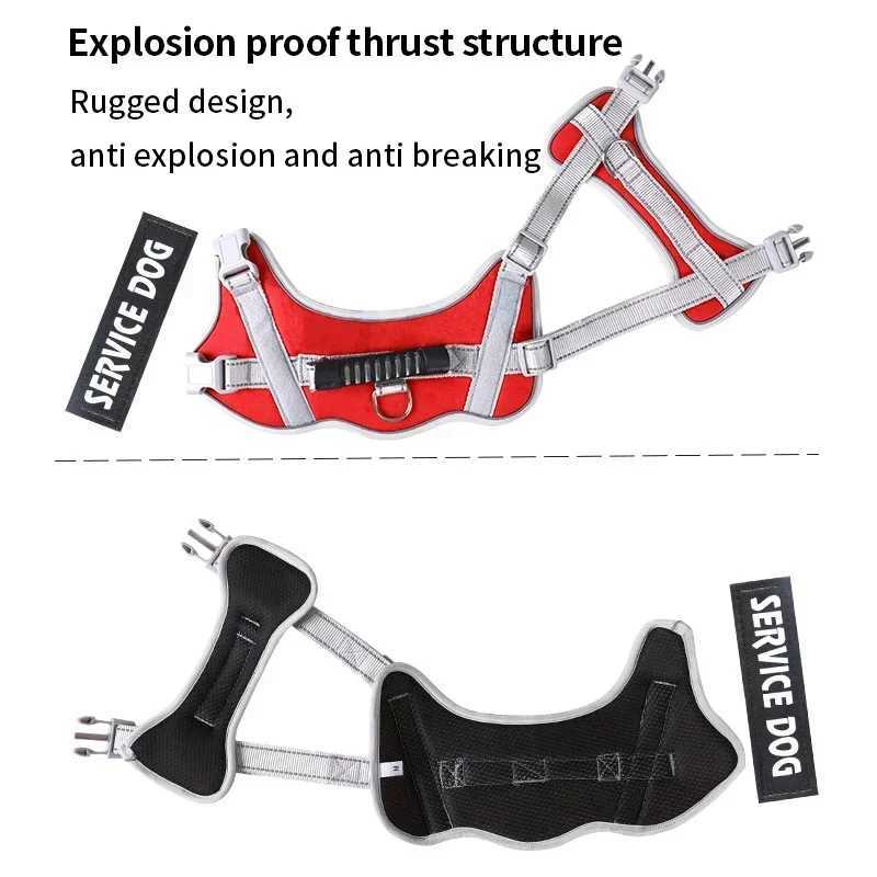 Service Dog Harness with Custom ID Tag Adjustable Dog Harness Dog Vest Leash for Large Dogs Outdoor Dogs Training Accessories Y240803