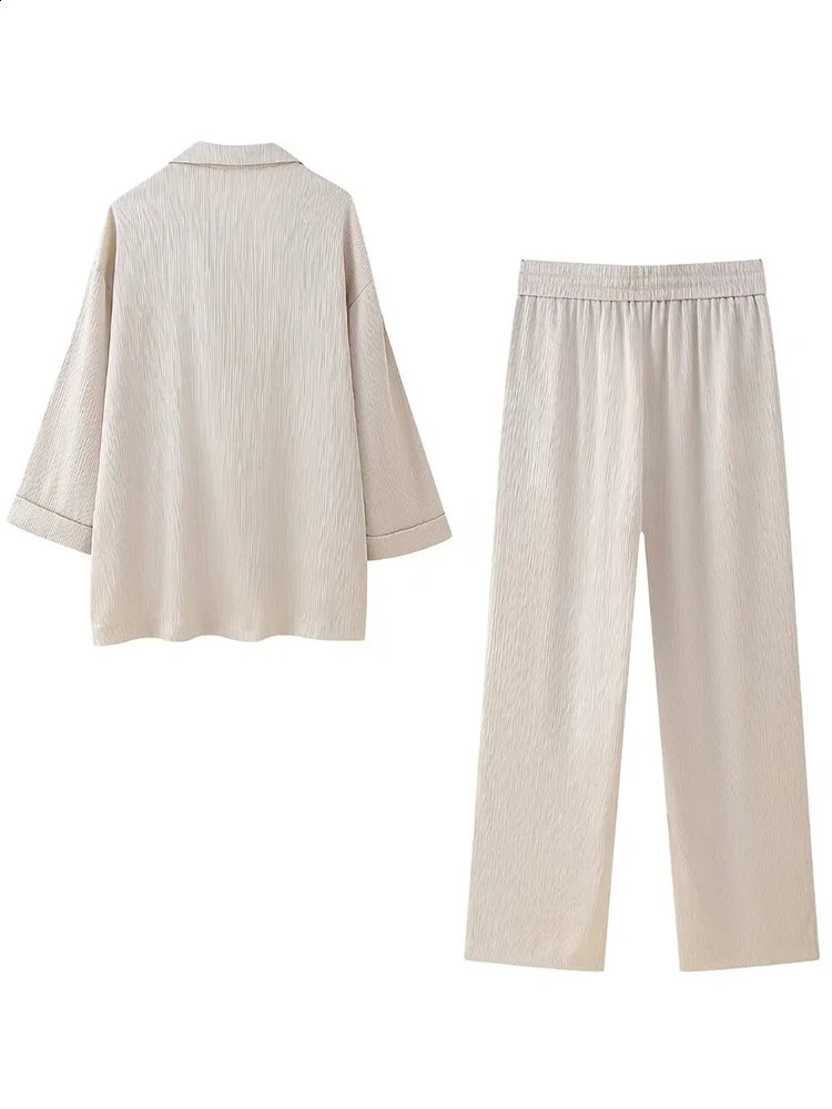 Willshela Women Fashion 2 Piece Set Solid Double Breasted Blazer Vintage Elastic Waist Trousers Feamle Chic Lady Pants Sets 240826