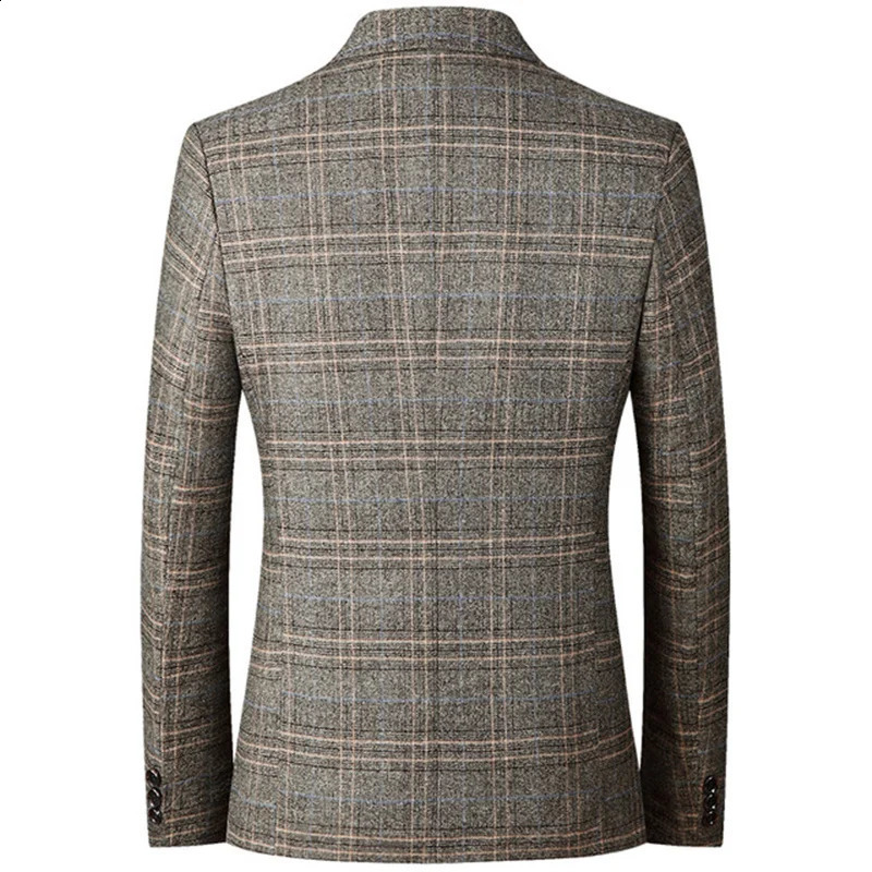 FGKKS Spring Autumn Blazers Men Slim Fit British Plaid Formal Suit Jacket Party Wedding Business Casual Blazers Male 240819