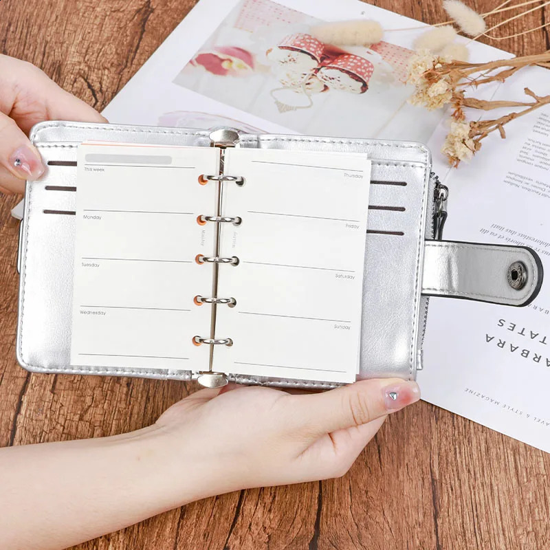 Small portable laptop with 15mm ring A8 agenda organizer diary wallet 240907