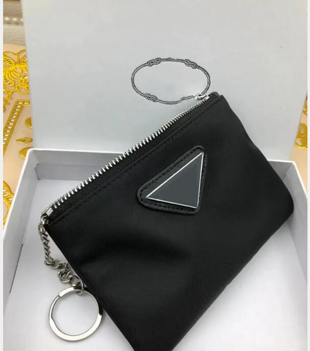 Luxury Brand Keychains Black Nylon Canvas Mini Wallets for Men Women Zip Pocket Purse Lover Keychain Card Holder Designer charm Keyring Fashion bag Accessories
