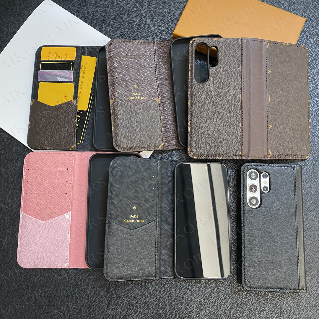 Designer Leather Phone Case Full Protect Cover For iPhone 16 15 14 Plus 13 12 11 Pro Max Classic Flower Flip Wallet Shell Samsung Galaxy S25 S24 S23 S