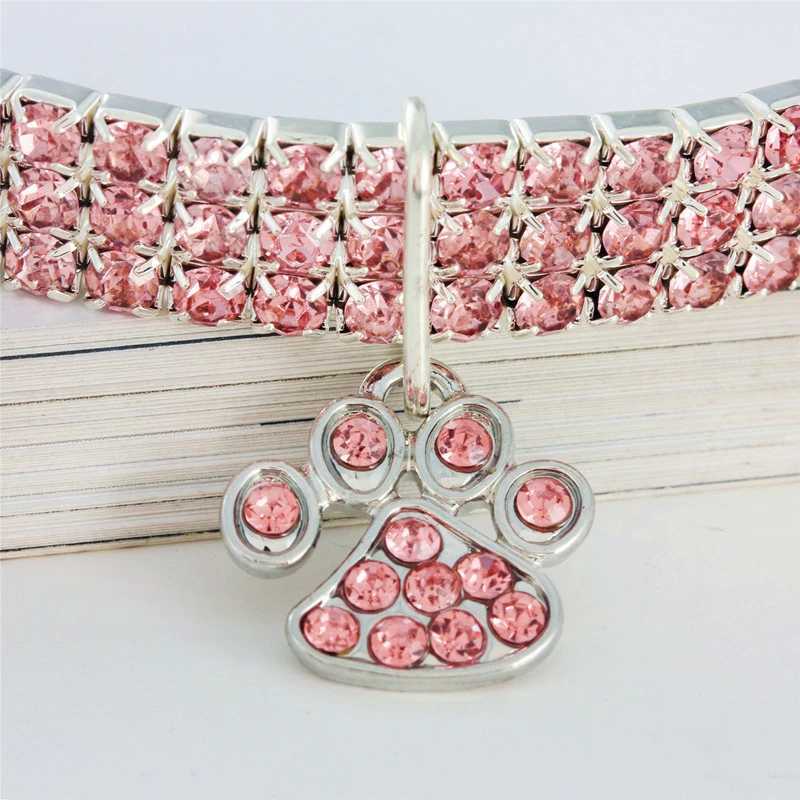 Shiny Zircon Pet Dog Neck Collars Durable Alloy Extended Chain for Small Medium Pets Pink Party Gifts Dogs Cat Necklace Y240803