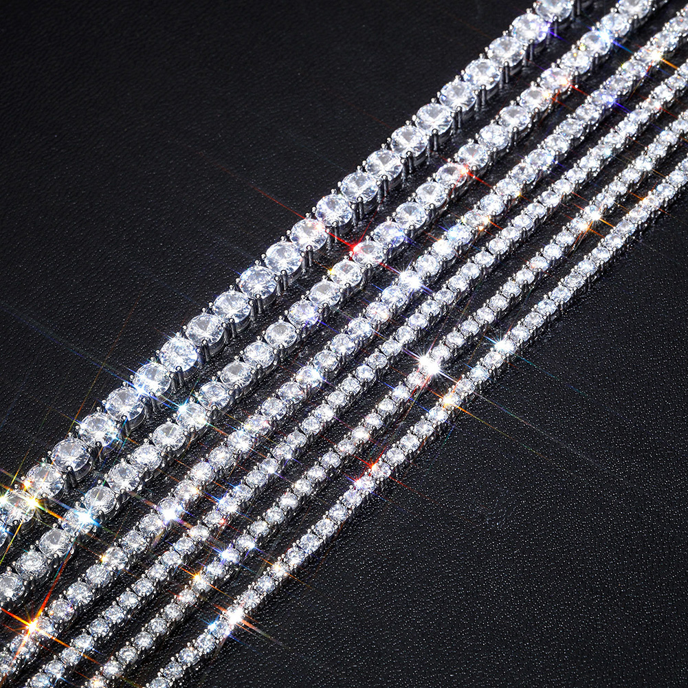 4mm Trendy Tennis Chain for Jewelry - Men's Diamond Necklace - 18K Pure Gold/White Gold Coated - High-end Jewelry