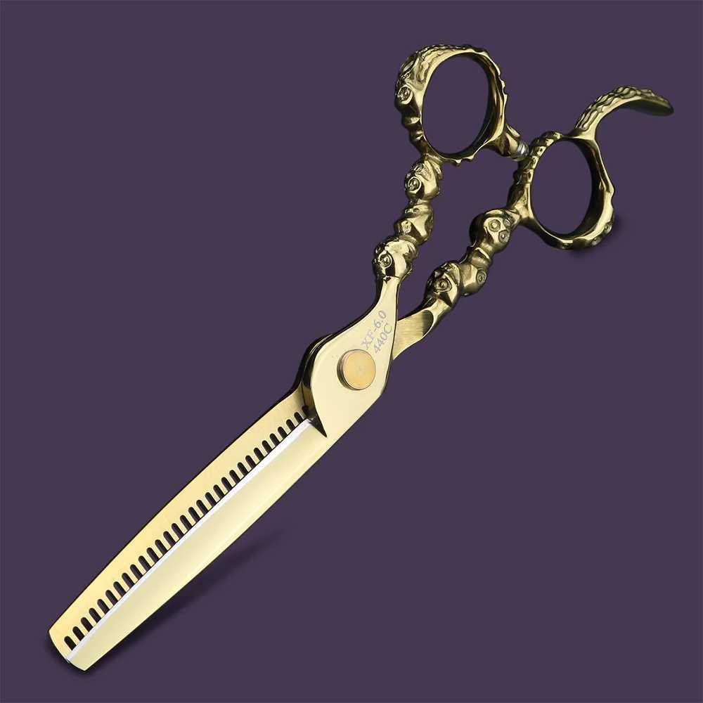 New Arrival Golden Skull 6-inch Practical Scissors and Thin Scissors Made of 440C Steel Z241213