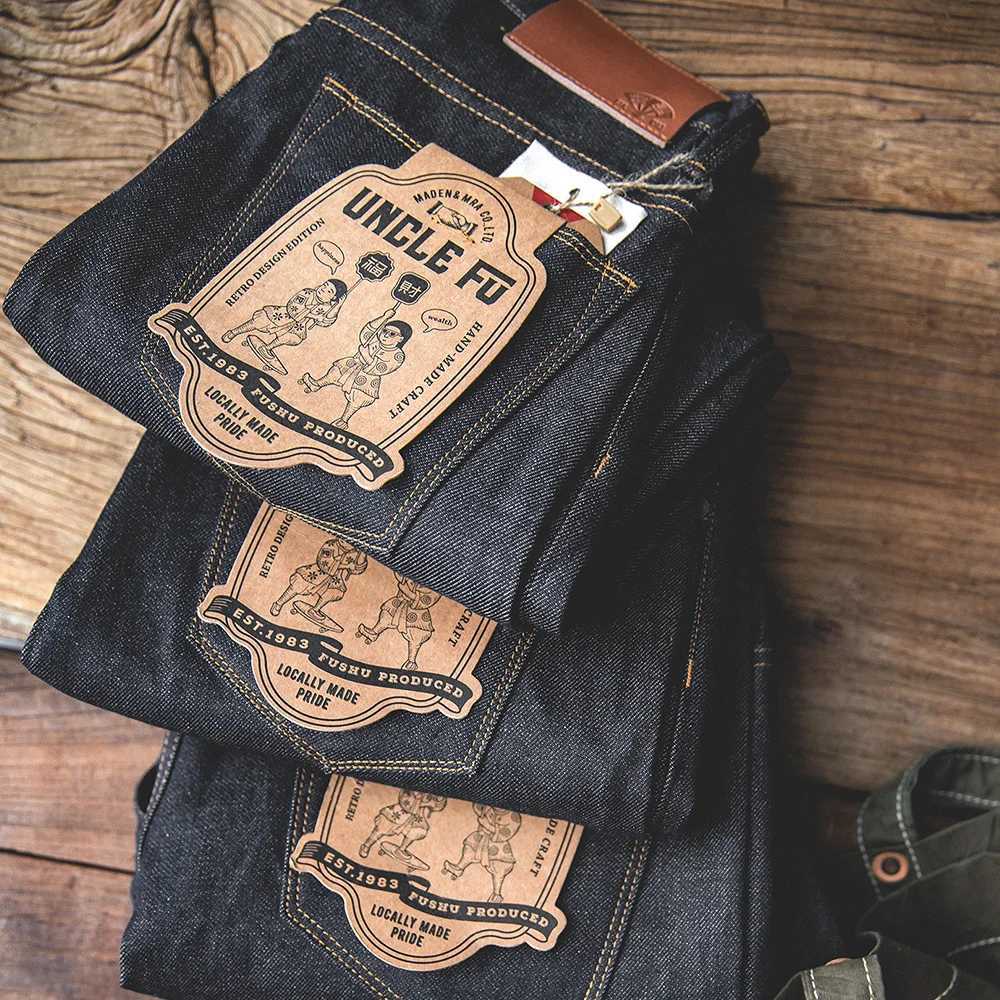 Maden Retro Regular Denim Jeans for Men Selvedge 13.8oz Denim Vintage Amekaji Deep Color Heavy Quality Brand Mens PantsM240803