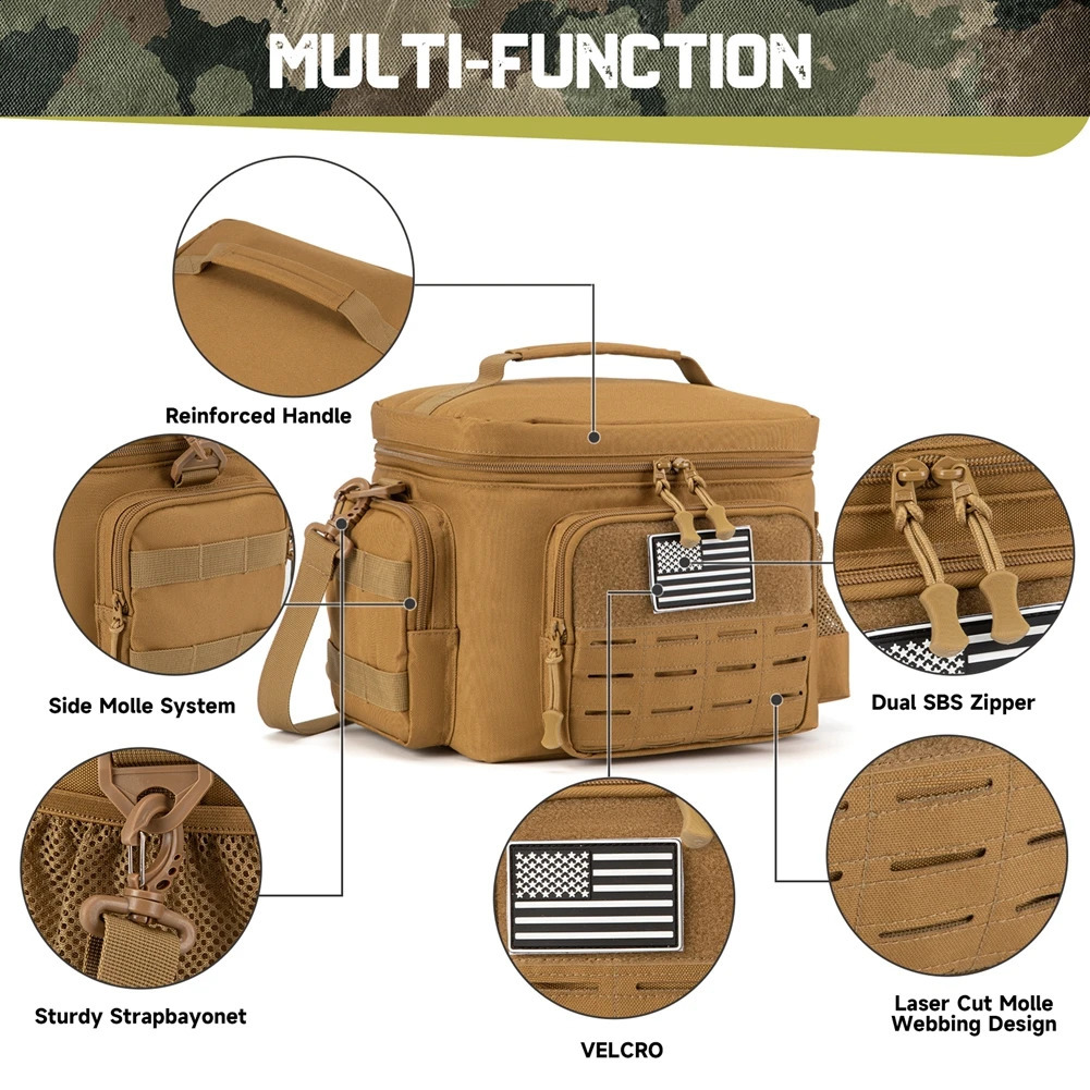 Tactical Lunch Bag for Men Outdoor Heavy Duty Lunch Box Work Leakproof Insulated Durable Thermal Cooler Bag Meal Camping Picnic 250804