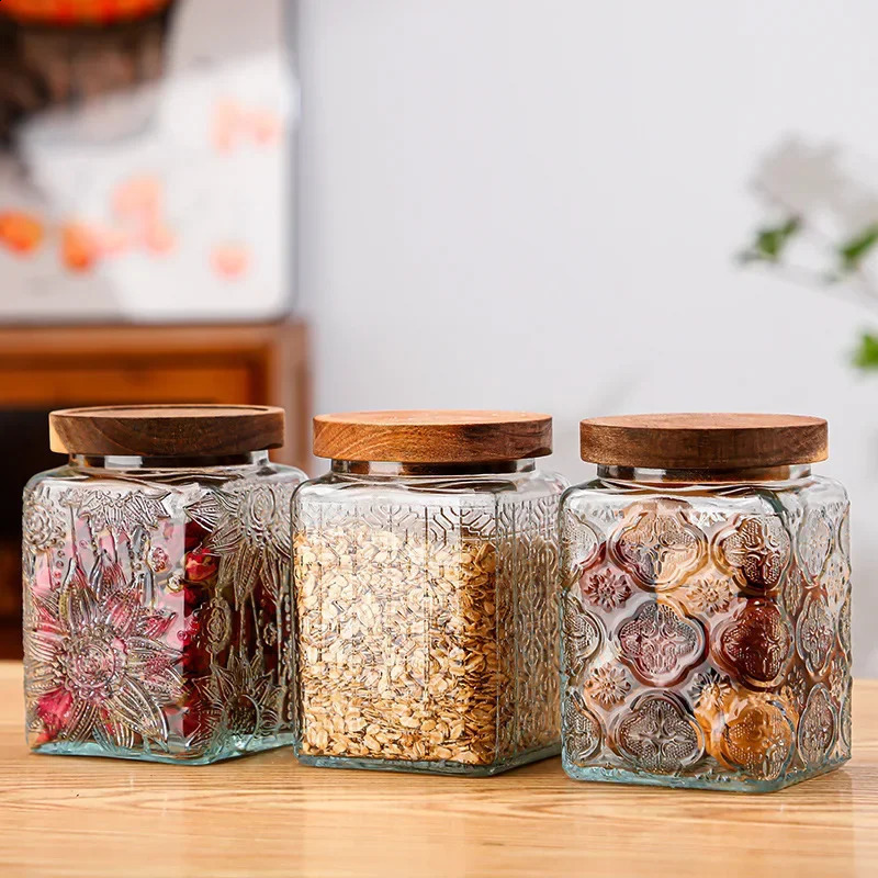 Airtight Containers for Food Mason Jar Transparent Boxes for Storage Box Glass Jars With Lids Sealed Pots Useful Things Kitchen 240802