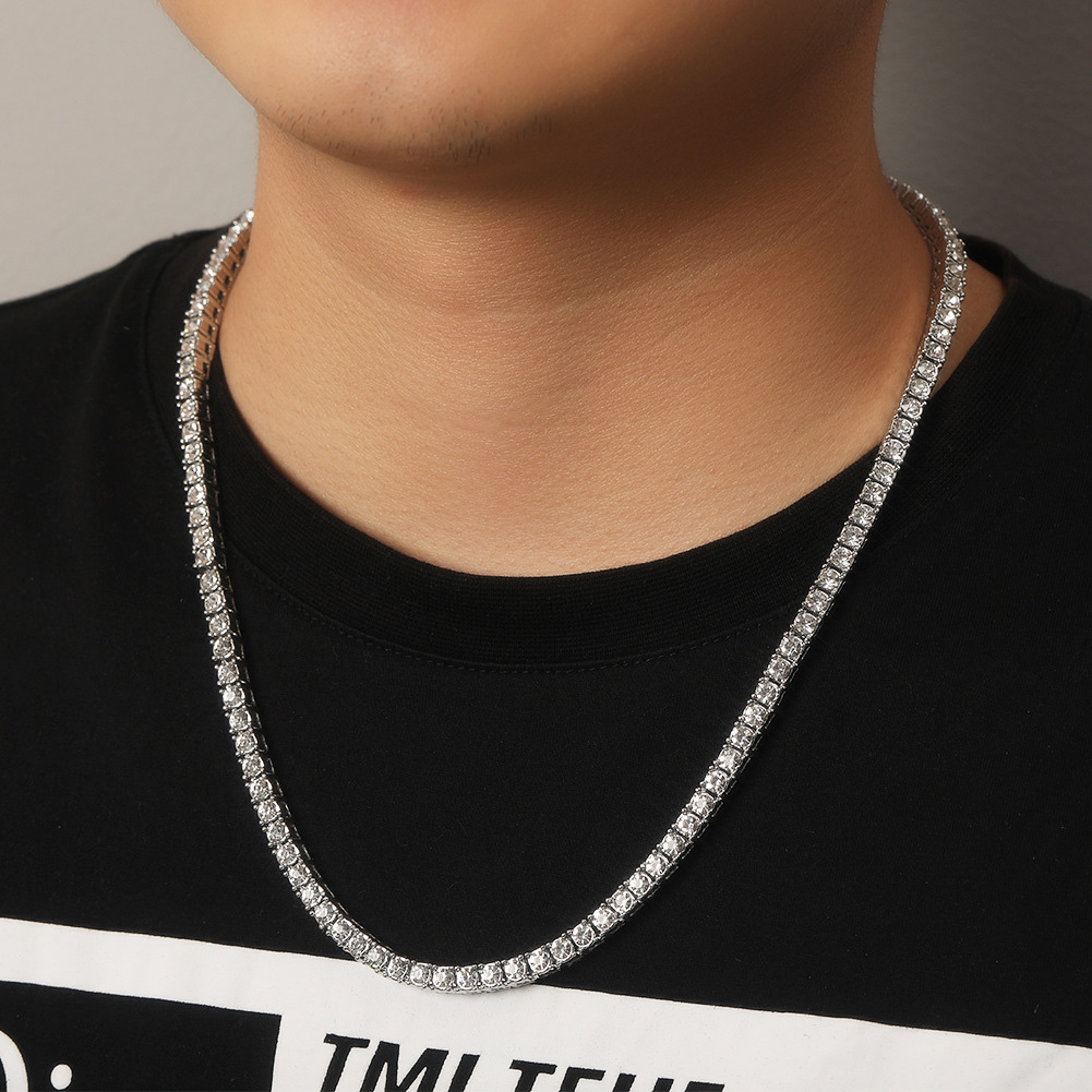 3mm/4mm Diamond Tennis Chain Necklace TopBling Gold Plated Jewelry Hip Hop Chains Necklace