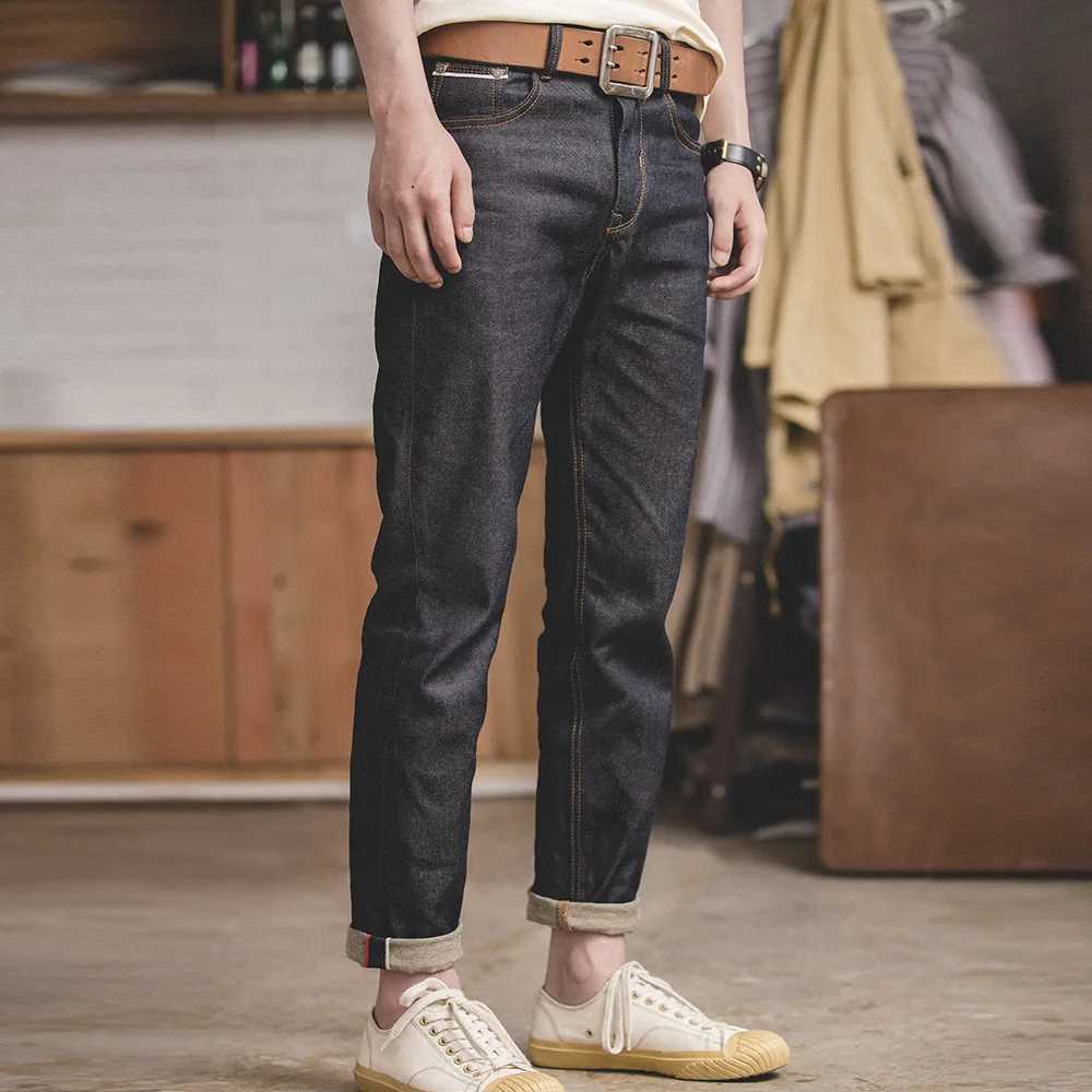 Maden Retro Regular Denim Jeans for Men Selvedge 13.8oz Denim Vintage Amekaji Deep Color Heavy Quality Brand Mens PantsM240803